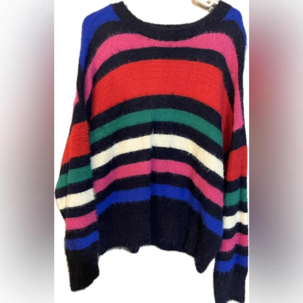 a new day Multicolor Striped Plush Crew Neck SweaterWomen XL - Picture 2 of 2